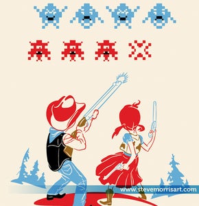 Image of Old West Arcade Aliens Giclee Print 16"x20" or 18"x24"