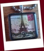 Image of Vintage Eiffel Tower Glass Tile Pendant