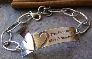 Image of Two hearts ... sterling silver personalized bracelet