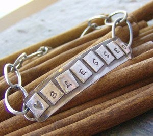 Image of Game Night.... hand stamped sterling silver bracelet