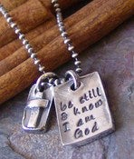 Image of Be still... hand stamped fine silver 