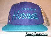 Image of VINTAGE CHARLOTTE HORNETS PINSTRIPED SCRIPT SNAPBACK