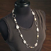 Image of Lepidolated Quartz & Pearl Linked Necklace