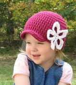Image of Kiera Beanie with Large Flower Crochet Pattern PDF 031