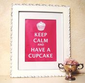 Image of Keep Calm and Have A Cupcake matted print RED