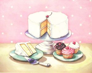 Image of vintage bakery inspired old fashioned desserts print