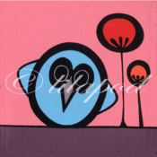 Image of blue owl (greetings card)
