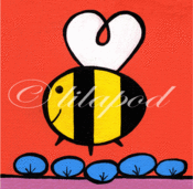 Image of bee loves flowers (greetings card)