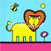 Image of lion and bee (greetings card)