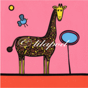 Image of giraffe and bird (greetings card)