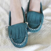 Image of Teal Fringe Moccasin