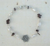 Image of Garnet & Pearl Filigree Bracelet
