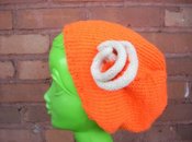 Image of Knitted Construction Orange Hat with Flora