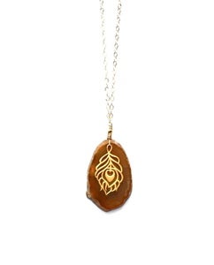 Image of Amber Geode Peacock Necklace