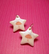 Image of Star-Shaped Pink Parasol Porcelain Earrings