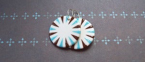 Image of Teal and Chocolate Starburst Earrings - Round