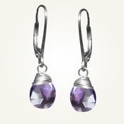 Image of Candy Drop Earrings with Amethyst, Sterling Silver