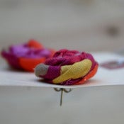 Image of Berry Fabric Flower Earrings