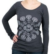 Image of Organic Cotton Floral Lace L/S Scoopneck Tee (Asphalt)