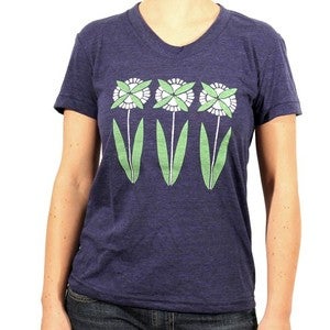 Image of Flower Garden Heather Navy Tri-blend Tee