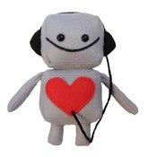 Image of Gray Mini Robot with Headphones Plushie