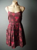 Image of Rose Floral Print Brown Dress