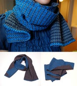 Image of Karenina's reversible cerulean and gray scarf