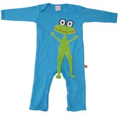 Image of turquoise frog playsuit, by Lipfish