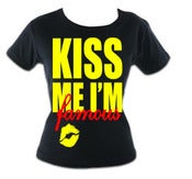 Image of Kiss Me I'M Famous Black Tee (Neon Yellow & Red)