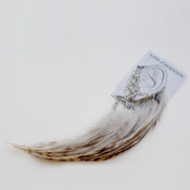 Image of Natural grizzly variant neck hackle and 5 silver coloured crosses