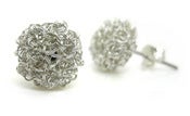 Image of Crocheted Silver Stud Earrings