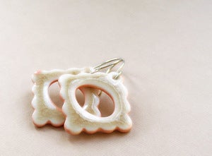 Image of Feminine Pocelain Frame Earrings in Pink and Mocha