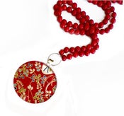 Image of Silk Strung Red Coral and Chiyogami Neckpiece