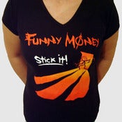 Image of Ladies V-Neck Stick It! T-Shirt