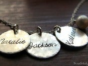 Image of Chic Disc Necklace -Your Name Or Word On A Sterling Silver Disc with cursive font - HandStamped By S