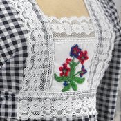 Image of Ashley - Vintage gingham tie back shirt with floral embroidery