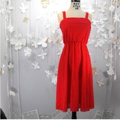 Image of Marilyn - Red polka dot semi-sheer vintage dress