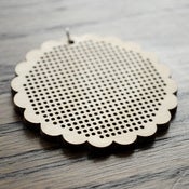 Image of Wooden Cross Stitch Pendant : Scalloped