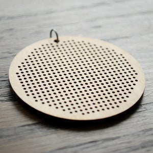 Image of Wooden Cross Stitch Pendant : Circle