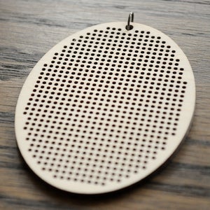Image of Wooden Cross Stitch Pendant : Oval