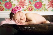 Image of Tea Party Pink Rose Headband with Green Accents
