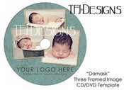 Image of "Damask" 3 Framed Images - CD or DVD Label Template - Photoshop Templates for Photographers