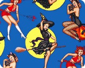 Image of FF Sexy Pin Up Bewitched Girls Cotton Fabric