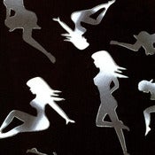 Image of FF Sexy Pin Up Girl Chrome Mudflap Sillouhette Cotton Fabric