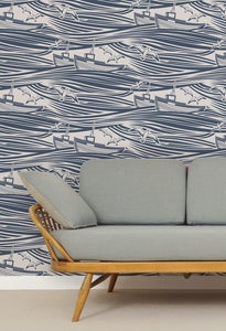 Image of Whitby Wallpaper - Washed Denim