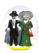 Image of Happily married skeleton couple figurine (Green or Red)
