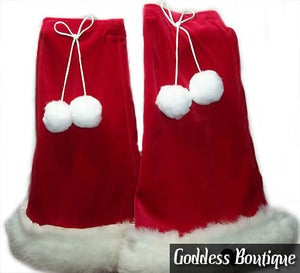 Image of Mrs. Santa Velour Fluffy White Fur Leg Warmers Loose Socks