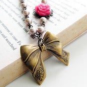 Image of vintage rosy ribbon necklace
