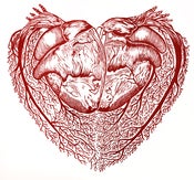 Image of Stregas want love too. Limited hand printed giant lino print. approx A2 size. Hearts
