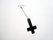 Image of INVERTED Black CROSS Dangling Earring